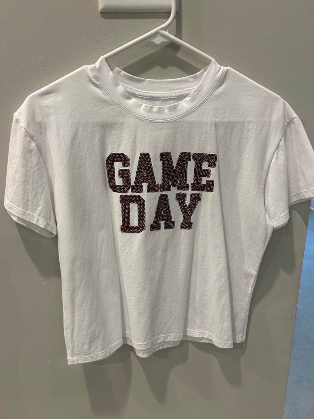 GAP White Tee with Maroon 'GAME DAY' Lettering
